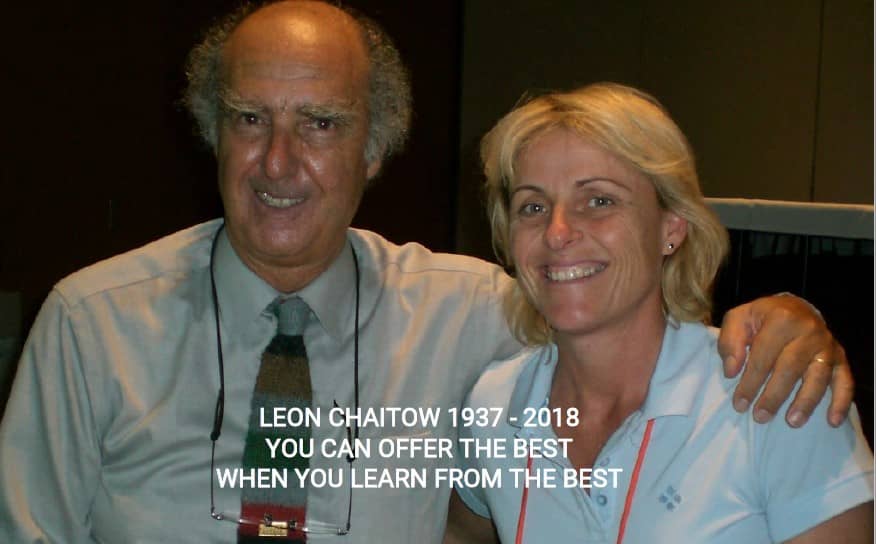 Leon Chaitow and myself arms over shoulders smiling and the comment is you can offer the best when you learn from the best
