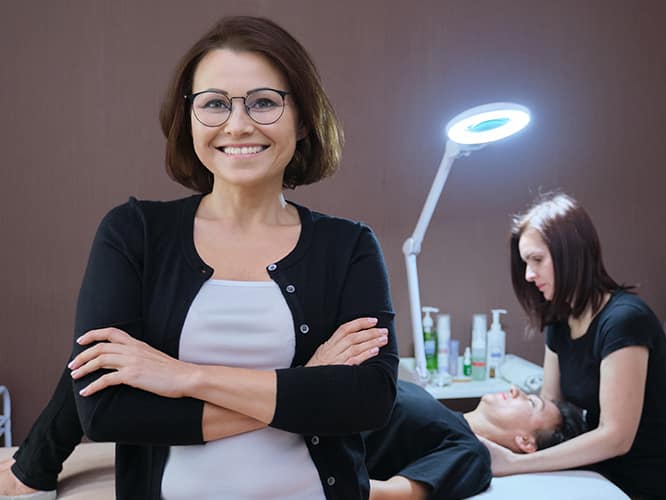 woman smiling with eyeglasses